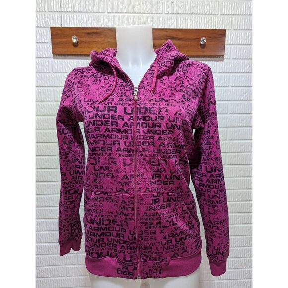 Under Armour Women's Pink & Black Zip-Up Long-Sleeve Hoodie Jacket Size S/M - Picture 1 of 5